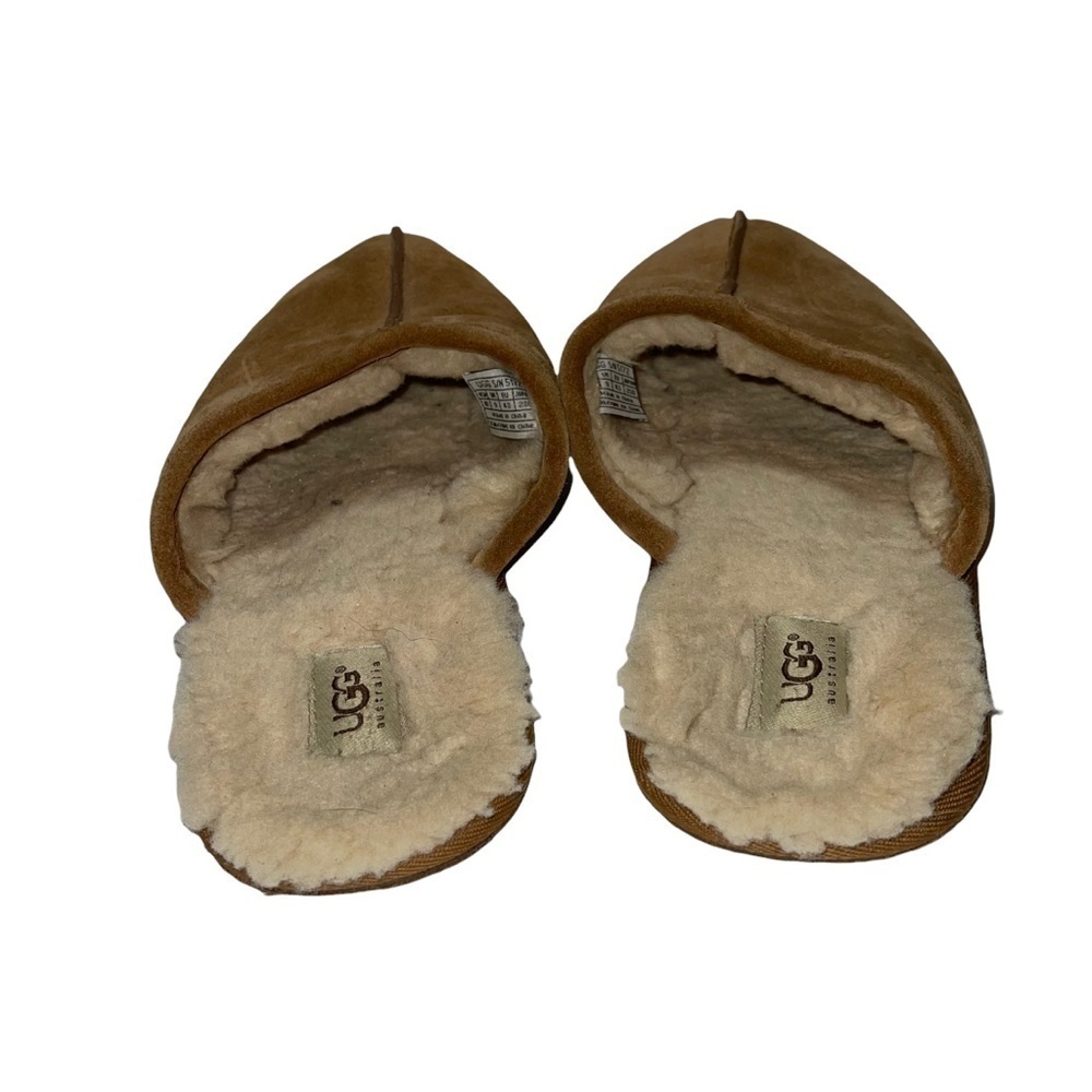 UGG Scuff Men's Sheep Skin Suede Slip On Brown Slippers Size 10 - Picture 5 of 9